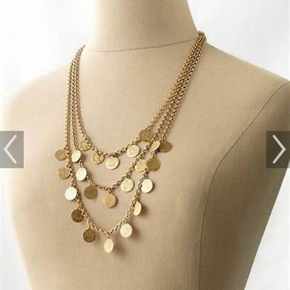 Stella & Dot Rio Triple Strand Coin Necklace